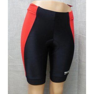 $110.00 TYR Women's Competitor 8T Inch Bike Shorts, Black/ Red, S